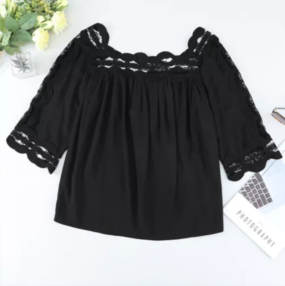 Final price Last one New Crochet trim hollow-out top - Picture 10 of 11